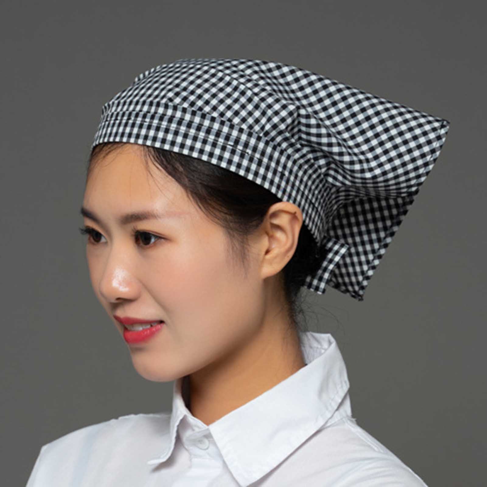 Bandana Cotton - レストラン厨房スタッフ用コットンヘッドカバー、男女兼用シェフハット、食品衛生作業用キャップ、バンダナ、ヘアラップ、耐久性があり柔らかい
