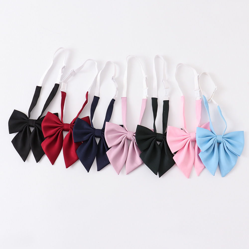 Bow Tie Pre Tied - ファッションJK蝶ネクタイ 無地 ピンク ブルー ブラック 蝶結び