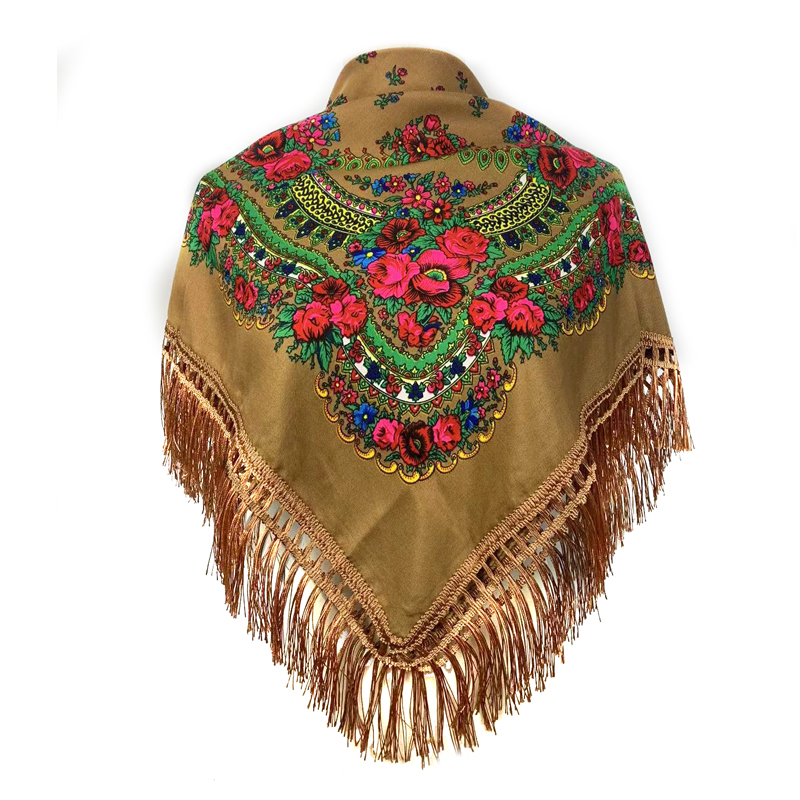 Bandana Cotton - エスニックフリンジヘッドバンドバンダナバーブシュカヘッドラップショールレトロ花柄プリントショール 2023 新しい女性ロシアスタイルスクエアスカーフ