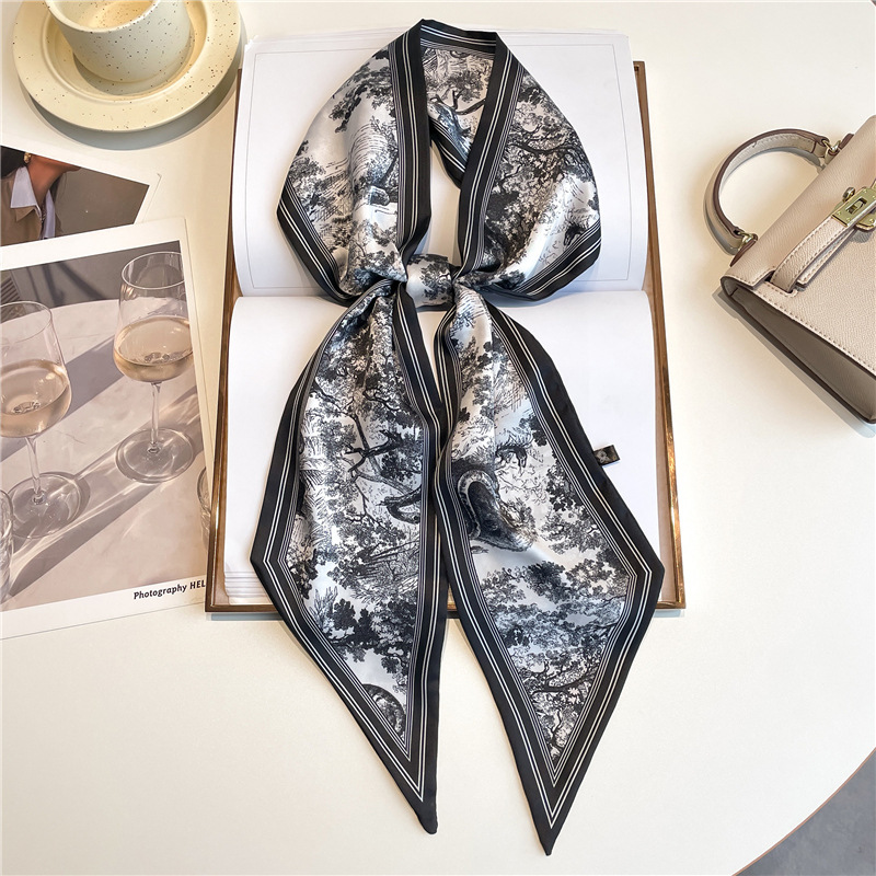 高級ロングネッカチーフ、細いヘアバンド、女性用シルクスカーフ - Ascot Neck Scarf のレビューと価格