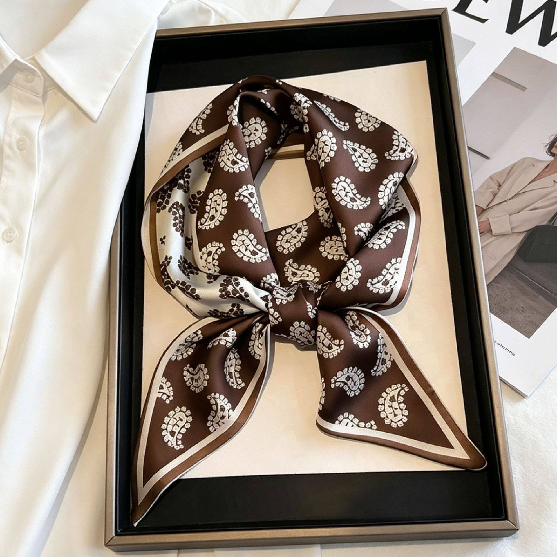 高級ロングネッカチーフ、細いヘアバンド、女性用シルクスカーフ - Ascot Neck Scarf のレビューと価格