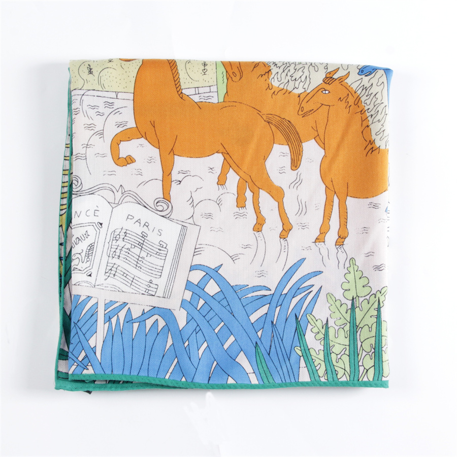 Pobing シルクカシミヤスカーフ女性手巻きジャングル動物 - Silk Neck Scarf のレビューと価格