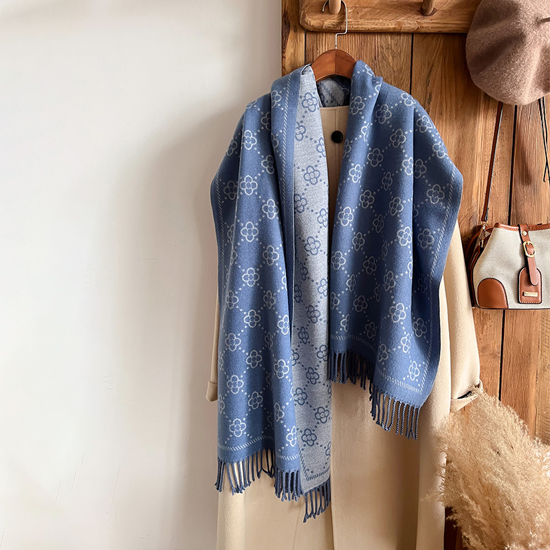 ブランド ジャカード デザイン 冬 両面スカーフ カシミア  - Woven Scarf Blanket のレビューと価格