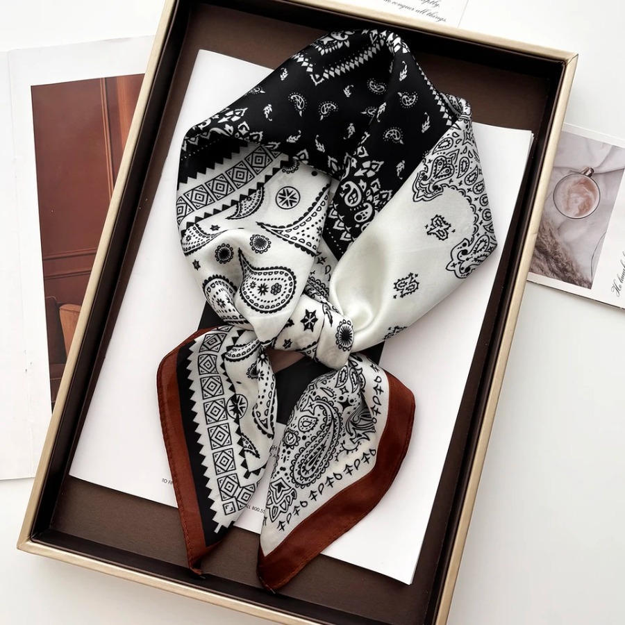 2025年シルクショールスクエアスカーフ、女性用プリントヘッ - Bandana Cotton のレビューと価格