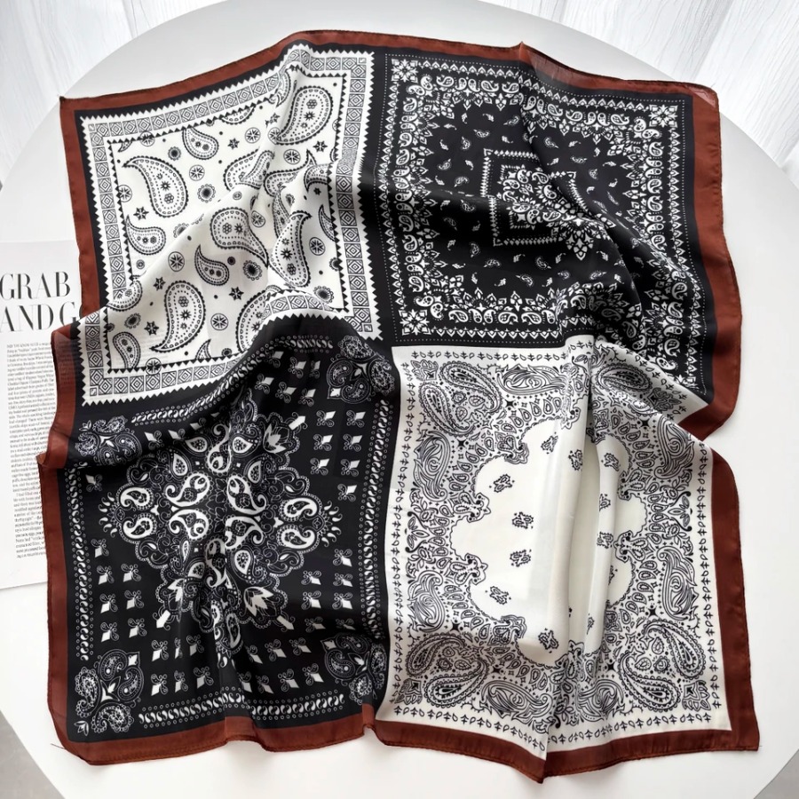 2025年シルクショールスクエアスカーフ、女性用プリントヘッ - Bandana Cotton のレビューと価格